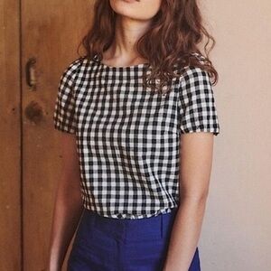 Sezane Gingham Black and White Women's Top